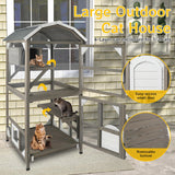 Catio Cat House Outdoor Cat Enclosure Window Large Cat Cage Indoor Outdoor with Multiple Platforms Waterproof Roof and Resting Box Shelter for Stray Kittens (Grey, 29.5" D x 29.5" W x 68.1" H) ketive