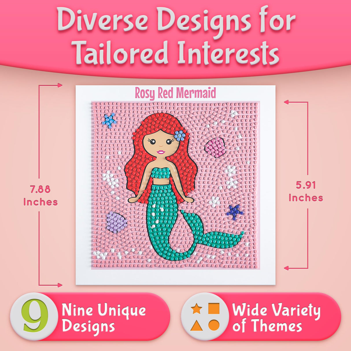 Klevly Diamond Painting Kits for Kids | 9 Unique Designed Canvases - Unicorn, Fairy, Mermaid | Arts & Crafts with Minimum Mess | Diamond Art Kits for Kids | Gem Painting Kit | Jewel Art | Crystal Art Klevly
