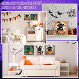 4 Pack Halloween Paint by Number for Kids with Wooden Frame, Paint by Numbers for Kids Black Cat Ages 4-8-12, Easy Pumpkin DIY Acrylic Oil Painting Kits for Home Wall Decor (8X8 inch) xackcme