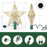 Brizled 9.5” Christmas Star Tree Topper, Gold Dual-side 3D Star Treetop, Glittered Tree Top with 10 Warm White Lights, UL Certified Lighted Xmas Treetop for Holiday Christmas Tree Decor Brizled