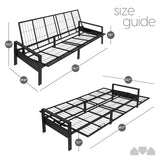 Milliard Metal Futon Frame – Space-Saving Modern Futon Frame Full Size - 2 in 1 Design Perfect for Modern Living Spaces (Black) Milliard
