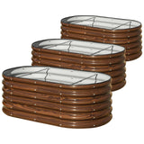 SnugNiture 3 Pcs 4x2x1.5ft Raised Garden Bed Outdoor, 17" Tall Galvanized Metal Planter Box, Raised Garden Bed Kit for Planting Vegetables Plants Fruits, Brown SnugNiture