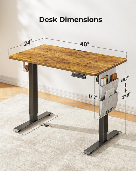 Marsail Standing Desk Adjustable Height, 55x24 Inch Electric Standing Desk with Storage Bag, Stand up Desk for Home Office Computer Desk Memory Preset with Headphone Hook Marsail