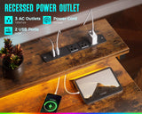 AODK Gaming Desk with LED Lights & Power Outlet, 40 Inch Small Computer Desk with Drawer, Reversible Desk with Adjustable Monitor Shelf & Headphone Hook for Home Office, Rustic Brown AODK