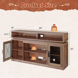 WLIVE TV Stand up to 65 Inch TV, 58" Entertainment Center with LED Lights, Farmhouse TV Media Console with Storage Cabinets, Adjustable Shelves for Living Room, Rustic Brown WLIVE