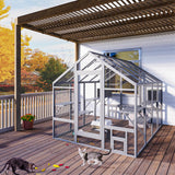 TIMHAKA Cat Catio, Large Catio Outdoor Cat Enclosure for Multiple Cats with 7 Platforms, 2 Resting Box and 2 Bridges, Wooden Feral Cat Shelter with Waterproof and UV Proof Canopy, 71 x 71 x 97 inch TIMHAKA