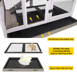 Aivituvin Upgrade Rabbit Cage Indoor Bunny Hutch with Run with Two Deeper No Leak Trays - 4 Casters Include for Outdoor (Mocca) Aivituvin