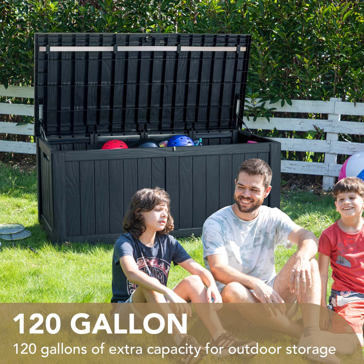 Devoko 120 Gallon Resin Deck Box Waterproof Indoor Outdoor Storage Box Lockable Large Storage Container for Patio Furniture Cushions, Pool Toys and Garden Tools Devoko