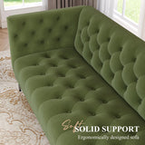 HIFIT 79" W Green Velvet Sofa Couch with 2 Pillows, 3 Seater Couches for Living Room, Handmade Button Tufted Cushions and Metal Legs, Modern Sofa for Apartment, Office HIFIT