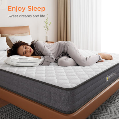 PECHINOU Twin Size Mattress, 6 INCH Twin Mattress in a Box with Gel Memory, Comfort Hybrid Mattress Twin Size with Memory Foam and Springs, Medium Firm Support, Pressure Relief, CertiPUR-US