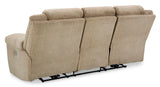 Signature Design by Ashley Tip-Off Classic Wall Hugger Power Reclining Sofa with Adjustable Headrest and USB Ports, Light Brown Signature Design by Ashley
