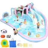 AKEYDIY Inflatable Bounce House Double Slides for Kids, Giant Bounce Castle 21.3FT x14.7FT with Pool, Multiple Game Areas and 950w Blower, for Party Holiday Outdoor Indoor (Dual Slide - Macaron) AKEYDIY