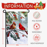 Dacawin Winter Cardinal Bird Garden Flag Red Bird Pine Twigs Yard Flag Double Sided Polyester Holly Berry Snow Seasonal Garden Flags for Outdoor Farmhouse Christams Holiday Decor 12x18 Inch Dacawin