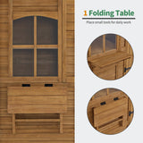 MCombo Outdoor Storage Cabinet, Outside Wooden Storage Cabinet with Waterproof Asphalt Roof and 3 Shelves, Tall Tool Shed with 1 Foldable Table for Yard, Garden, Patio, Lawn 1815 MCombo