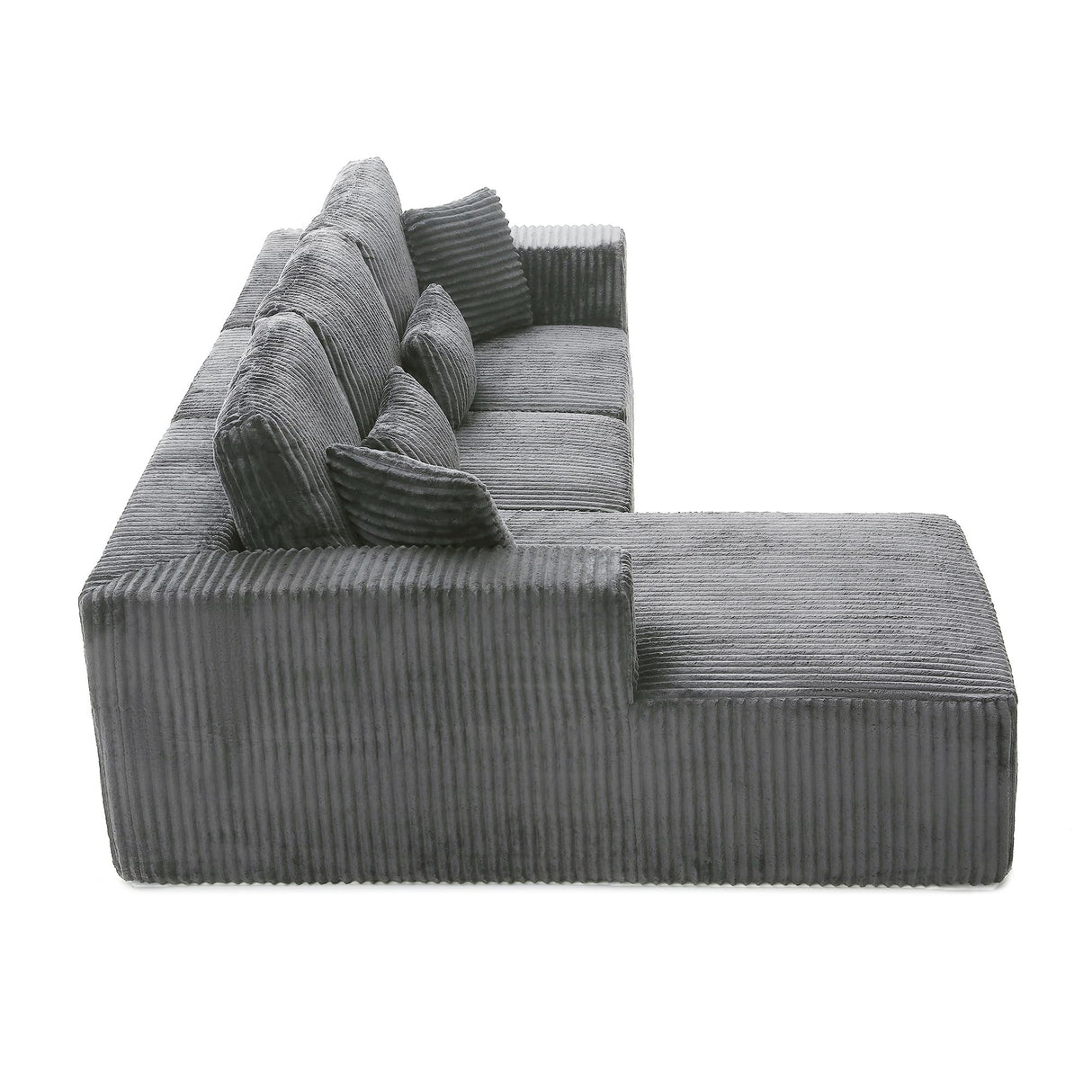 HYJT-H&K Modular Sectional Sofa Cloud Sectional Couch, 107" Comfy Fluffy L Shaped Dark Grey Couches for Living Room, Deep Seat Memory Foam Plush Corduroy Boneless Couch Sectionals Left Facing Chaise HYJT-H&K