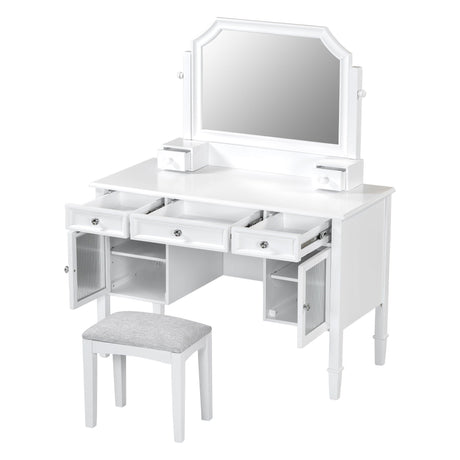 Elegant Makeup Vanity Desk With Adjustable Mirror And Storage And Construction - White HouseOfZazla