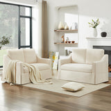 Tbfit 51" Loveseat Couch, Slipcovered Sofa, Small Sofas with Removable Cover, Pocket Spring Cushion, Mini Couches, Living Room Furniture for Home, Apartment, Farmhouse, Beige Tbfit