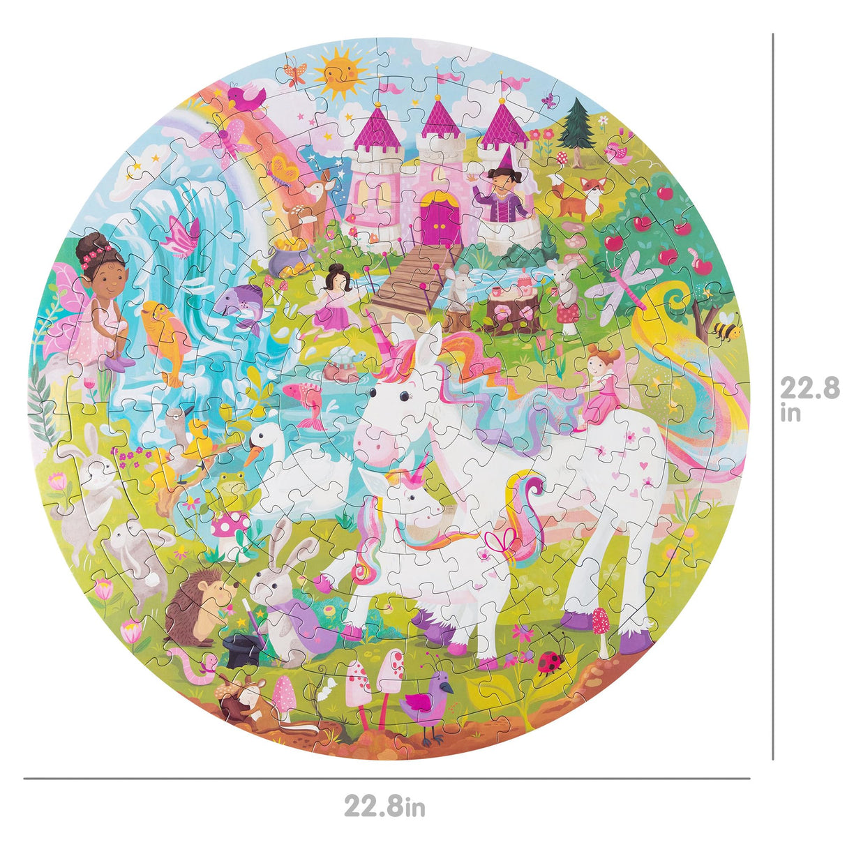Unicorn Jigsaw Puzzle for Kids Ages 5-8 - 150 Piece Round Unicorn Kids Puzzles - Princess Puzzle with Fairies and Animals Made with 100% Recycled Card by boppi boppi