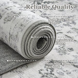Jainmy Distressed Farmhouse 5x7 Area Rugs for Living Room Bedroom Non Slip Washable, Medallion Pattern Printed Low Pile Thin Carpet Rugs for Dining Room/Kitchen/Home Office, Off White/Grey Jainmy
