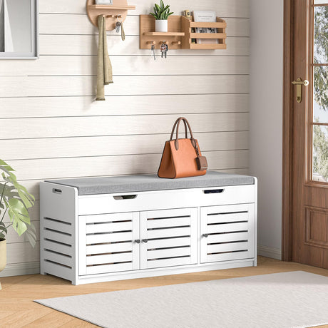 Anmire Storage Bench Entryway Bench Entryway Shoe Storage Bench with Padded Seat Cushion, 15" D x 41.3" W x 18.1" H, for Entryway, Living Room, Bedroom Anmire