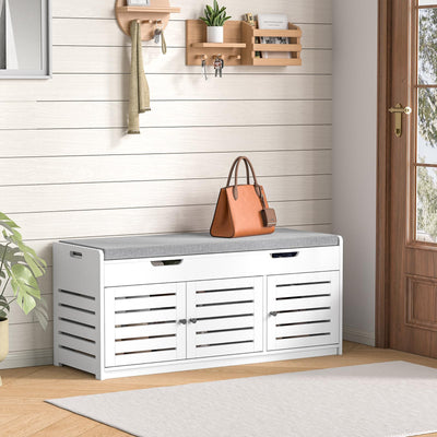 Anmire Storage Bench Entryway Bench Entryway Shoe Storage Bench with Padded Seat Cushion, 15" D x 41.3" W x 18.1" H, for Entryway, Living Room, Bedroom