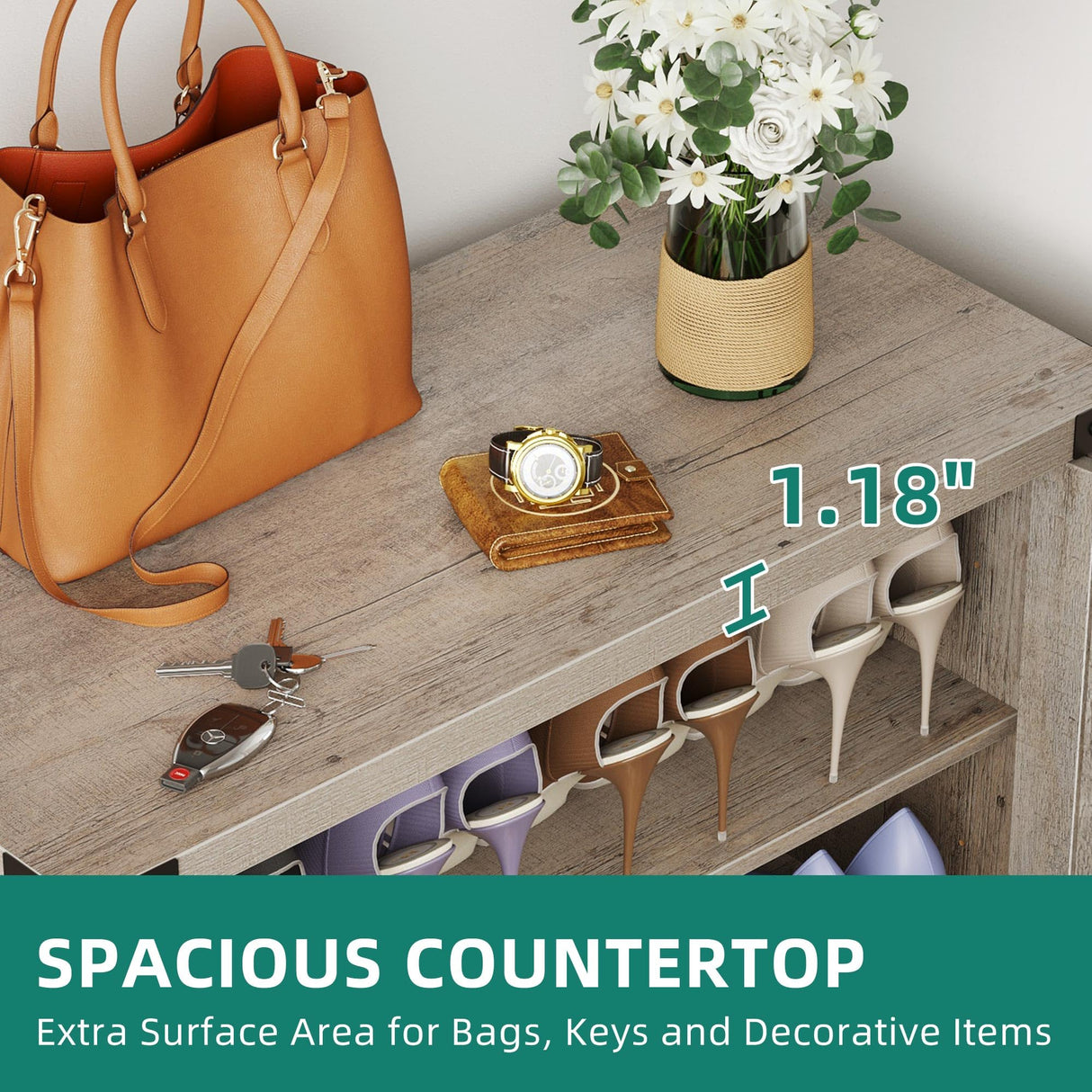 YITAHOME Shoe Cabinet with Doors, Farmhouse 5-Tier Shoe Storage Cabinet for Entryway, Large Capacity Wooden Shoes Rack Organizer for Entryway/Hallway/Closet, Old Oak YITAHOME