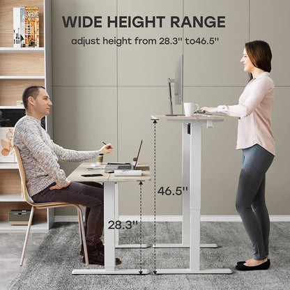 JYLH JOYSEEKER Electric Standing Desk, 48 X 24 Inches Adjustable Height Desk, Modern Sit Stand Up Desk with Splice Board and 2 Hooks, Ergonomic Rising Desk for Home Office, Oak Wood Grain - WoodArtSupply