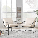 Accent Chair Living Room Chairs Accent Chairs Set of 2 Comfy Reading Chair for Bedroom Upholstered Lounge Chair Mid Century Modern Arm Chair Side Sofa Chair Armchair Waiting Room Chairs(Cream, 2) YEEFY