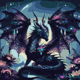 Ekuxom Dragon Paint by Numbers Kit for Adults Beginner Black Dragon Adults' Paint-by-Number Kits Easy Paint by Number Oil Painting Kit Acrylic On Canvas for Gifts Wall Decor 16x16 Inch Ekuxom