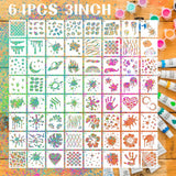 Graffiti Stencils for Crafts - Plastic Reusable Small Stencils for Wood, Rock Painting (64pcs/3inch) Felixcraft