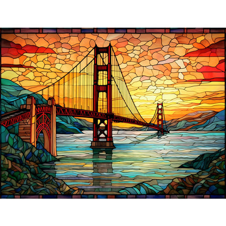 Golden Gate Bridge Diamond Painting DIY 5D,Numbering Kit, San Francisco at Sunset Crystal Rhinestone Diamond Painting Landmark Pictures USA Landscape Artwork Home Decor Adults Gift(12''Wx 16''H) TUMOVO