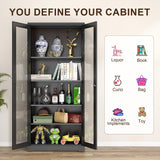 71''Glass Display Cabinet, Black Curio Cabinet With Lock, Display Case with 4 Adjustable Shelves, China Cabinets with Glass Doors,Showcase Display Cabinet ,Tall Liquor Bookshelf for Home Office Pantry TIMELESS PIECES