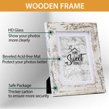 Califortree Rustic White 5x7 Picture Frame - Display Photos 4x6 with Mat or 5x7 Without Mat - Real Glass Frames for Wall and Tabletop - Set of 2 Califortree