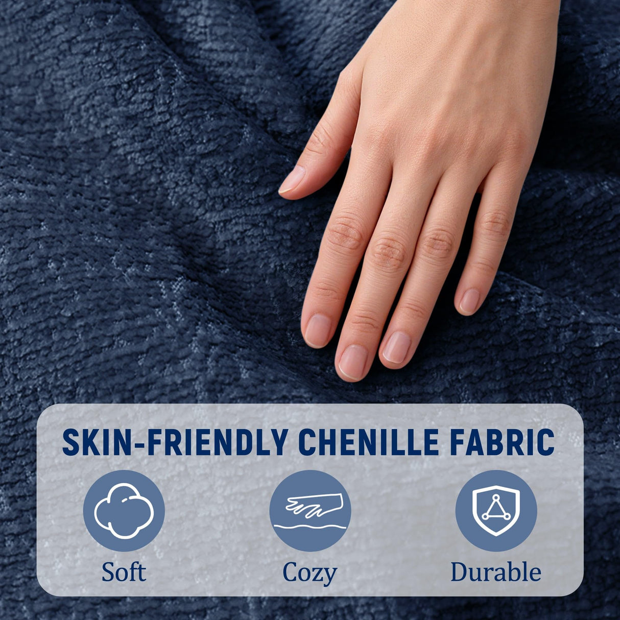 Korser Power Recliner Chair for Adults, Oversized Electric Recliner with Thickened Cushions, Chenille Fabric Reclining Chair for Living Room, Bedroom, Blue Korser