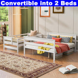 Kntyr Upgraded Version Thicken Solid Wood Twin XL Over Queen Bunk Bed, Best Wooden Twin Over Queen Bunk Bed, Bunkbed Frame Queen Size, Convertible into 2 Beds, Easy to Assemble for Adult (White) Kntyr