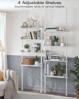 ALLZONE 4 Tier Over The Toilet Storage, Adjustable Wood Over Toilet Bathroom Organizer, Freestanding Shelves, Fit Most Showers Over The Toilet Shelf, 92 to 116 Inch Tall, White ALLZONE