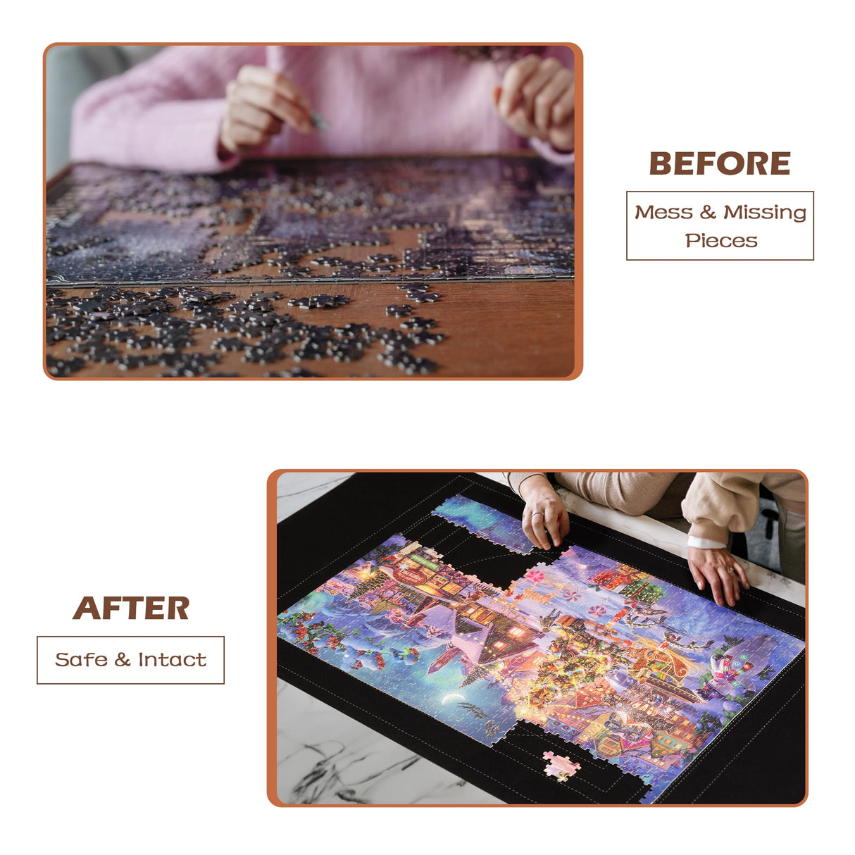 Lavievert 1500 Piece Jigsaw Puzzle Mat Roll Up with Unique Auxiliary Line Design, Portable Puzzle Board for Adults & Kids, Non-Slip Puzzle Keeper Storage Saver for 1500 1000 500 Piece Puzzles LAVIEVERT