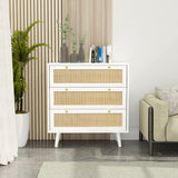 Anmytek Dresser for Bedroom with 3 Drawers, Modern Wood 3 Drawer Dresser, White Chest of Drawer with Spacious Storage Rattan Dresser for Bedroom Living Room H0072 Anmytek