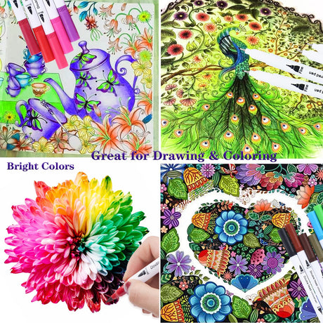 36 Brush Markers for Adult Coloring Books,Coloring Markers for Adults Lettering,Dual Tip Brush Pens for Kids Drawing,Coloring Pens for Art,Journal Planner,Doodle,Christmas Stocking Stuffers for Teens Upanic