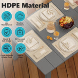 ROCSUMOO 7-Piece HDPE Outdoor Dining Set with 6 Chairs, Rectangular Patio Dining Furniture Set of 6, Modern Dining Table Chairs Set with Umbrella Hole for Poolside, Dark Gray (6 Chairs+1 Table) ROCSUMOO