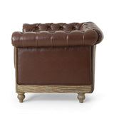 Christopher Knight Home Castalia Club Chair, Dark Brown + Natural 33.5D x 39W x 28H Inch Christopher Knight Home