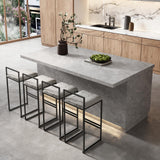 homary 72'' Kitchen Island with Storage Japandi Style Wood Kitchen Islands with Seating and LED Light in Gray homary