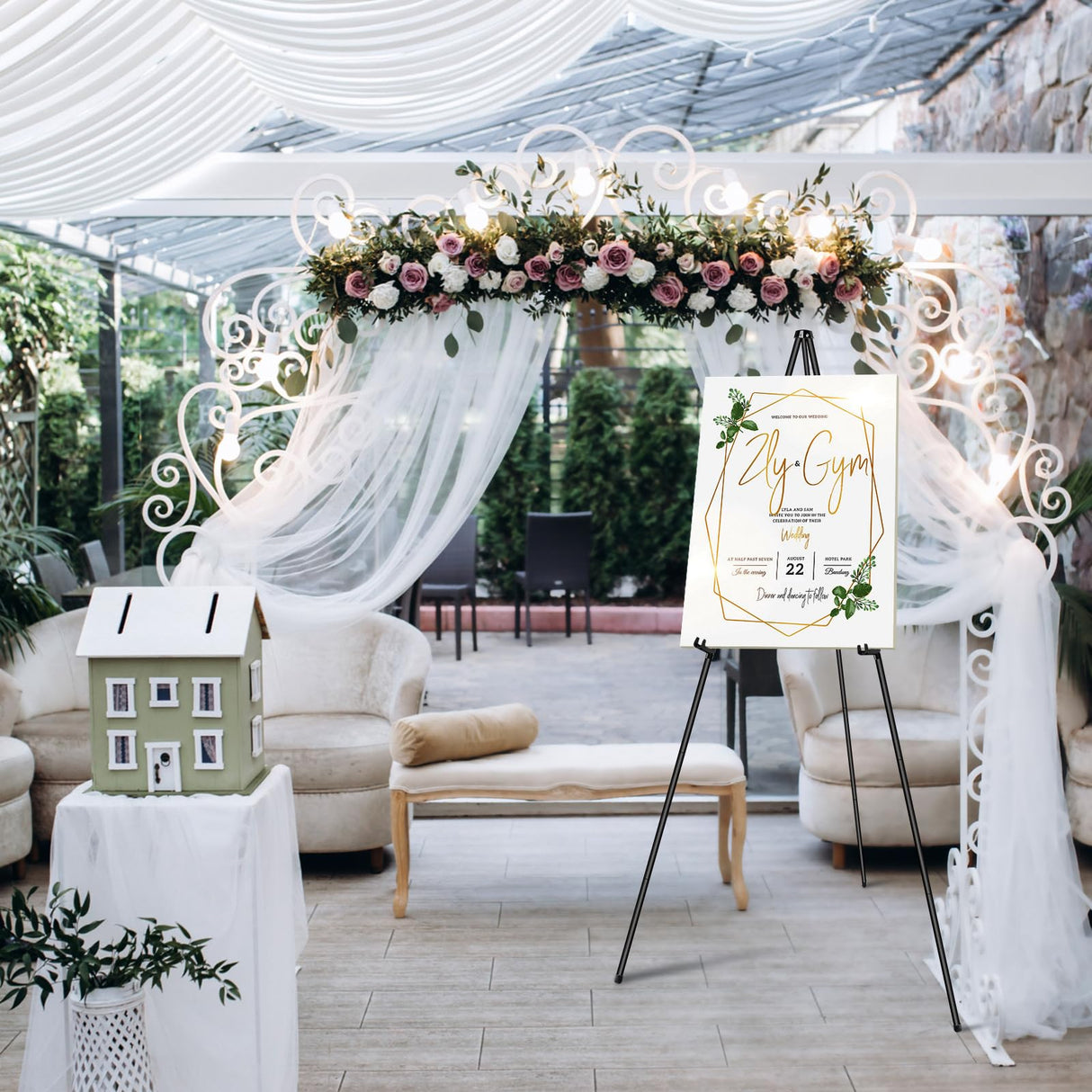 PUJIANG 6 Pack Easel for Display, Foldable Easel Stand, Metal Easels for Displaying Pictures, 63" Easels for Signs Wedding Poster Sign Holder, Art Easel for Painting with Case PUJIANG