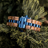 BOBO BIRD Mens Quartz Wooden Watches Stainless Steel Red Sandalwood Alloy Wood Watch for Male Classic Function Wristwatch Chronograph Luminous Hands (Blue) BOBO BIRD