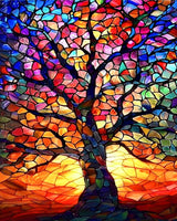 AALBLAC Paint by Numbers Kit for Adults Beginners - Stained Glass Tree of Life Paint by Number Canvas, DIY Acrylic Easy Tree Oil Painting for Gift Home Wall Decor 16 X 20 Inch AALBLAC