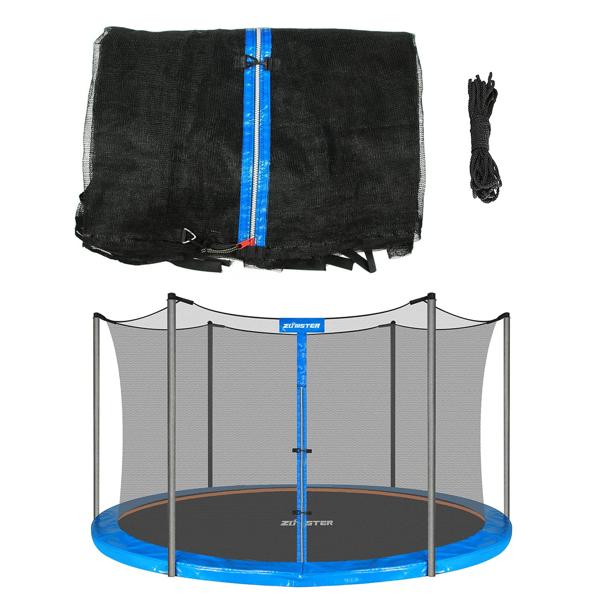 15FT Trampoline Replacement Safety Enclosure Net for 6 Straight Poles Round Frame, Breathable and Weather-Resistant with Adjustable Straps(NET ONLY) Zoomster