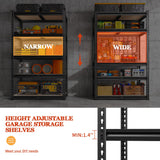 REIBII Garage Shelving 2000LBS Storage Shelves Heavy Duty Shelving 5 Tier Adjustable Metal Shelves Sturdy Storage Rack for Garage Pantry Closet Kitchen Basement 60" H x 28" W x 14" D REIBII