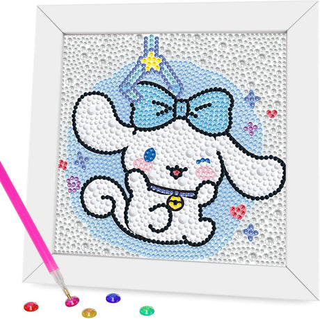 YSUNETER Diamond Painting Kits for Kids Beginner - Framed DIY 5D Full Drill Diamond Art Kits for Children, Cute Animals Round Crystal Rhinestone Gem Art Crafts Home Wall Art Decor 5.9 x 5.9 Inches YSUNETER