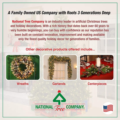 National Tree Company Pre-Lit Artificial Entrance Christmas Tree, Green, Crestwood Spruce, White Lights, Decorated with Pine Cones, Berry Clusters, Frosted Branches, Includes Pot Base, 5 Feet