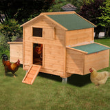 ECOLINEAR Large Chicken Coop with Wheels, Waterproof Outdoor Hen House for 6-8 Chickens, Movable Chicken House with Two Nesting Box, Removable Tray, PVC Cover, Wooden Duck Coop Rabbit Hutch ECOLINEAR
